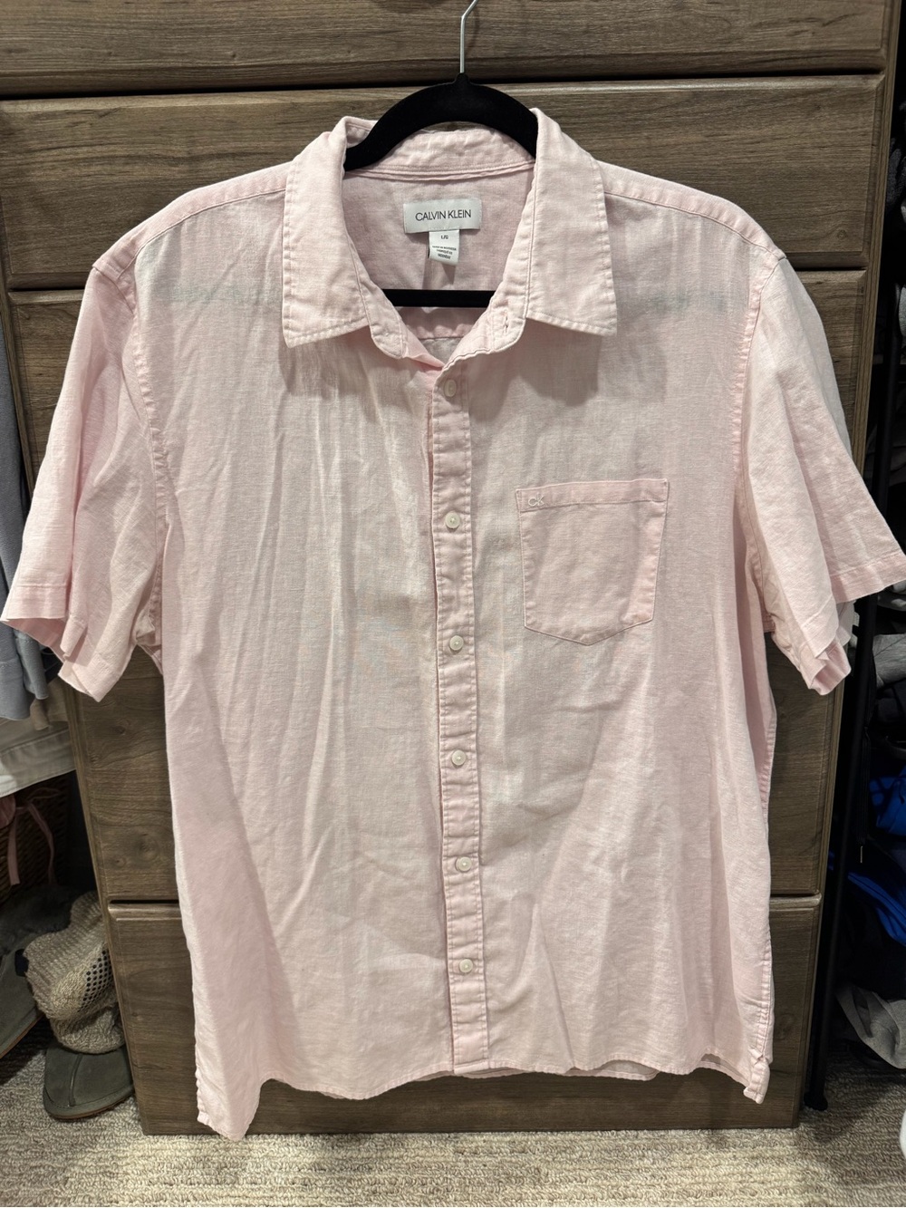 Calvin Klein Pale Pink Short Sleeve Button-Down Shirt